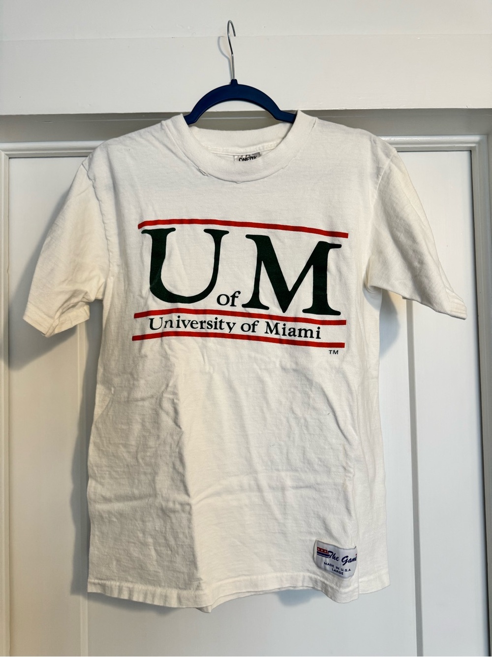 Vintage University of Miami White Graphic T-Shirt | collegiate The Game 80s 90s